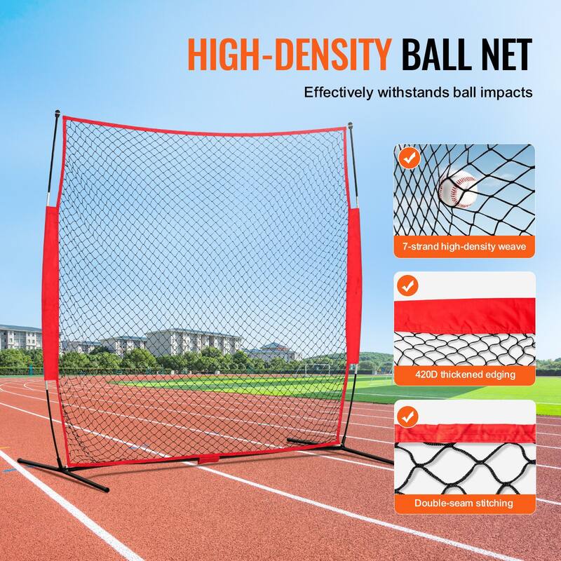 7x7 Feet Portable Ball Sports Barrier Netting with Carry Bag and Steel Pipe Base