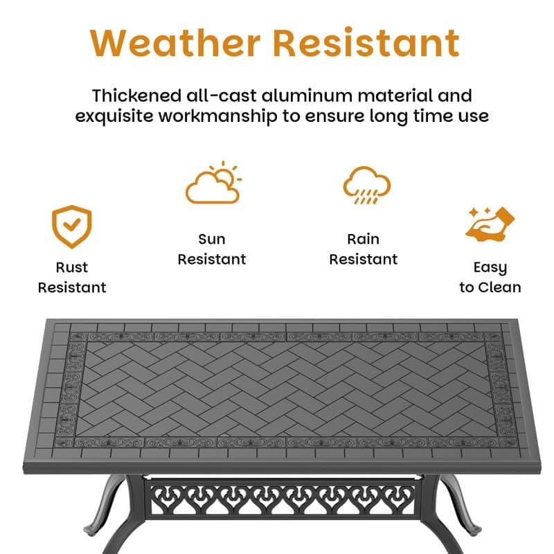 7-Piece Outdoor Dining Set with 1 Table and 6 Chairs, All-Weather Aluminum Outdoor Patio Sets