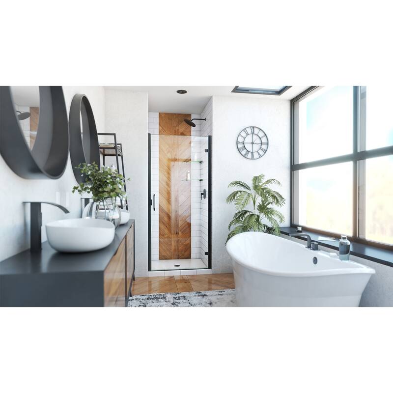 DreamLine Alliance Swing 33 in. W x 72 5/8 in. H Semi-Frameless Swing Shower Door in Matte Black and Clear Glass