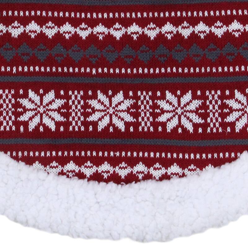 20" Gray Red Snowflakes Lodge Mini Christmas Tree Skirt Sherpa Trim