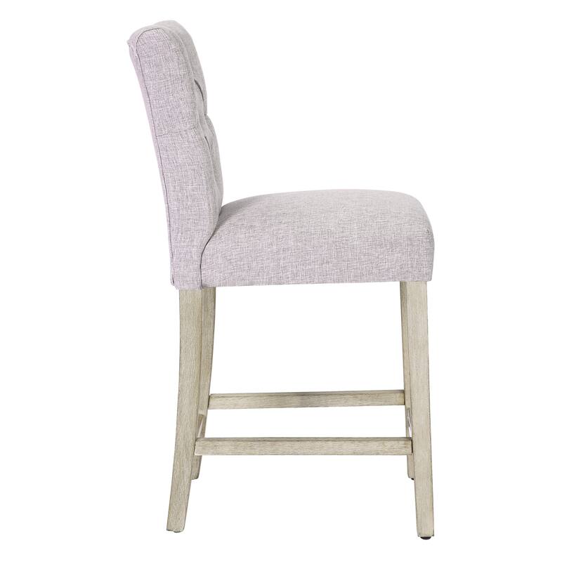 Carter 24" Classic Button Tufted Counter Stool, Antique Gray Legs