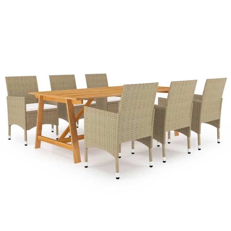 vidaXL Patio Dining Set 7 Piece Garden Outdoor Table and Chair Multi Colors