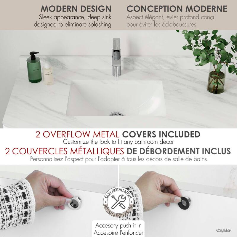 18.25"W x 13"D White Rectangular Undermount Bathroom Sink Set of 2