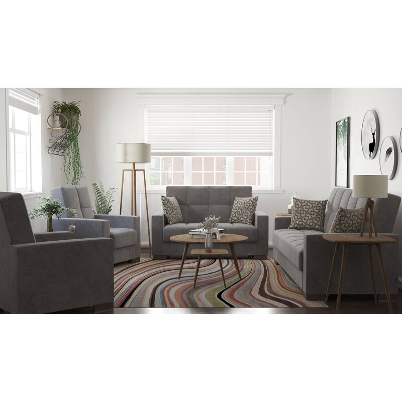 Collection Upholstered Convertible Loveseat With Storage