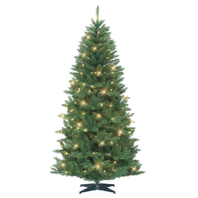 Puleo International 7 ft. Pre-Lit Carson Artificial Pine Tree - Green