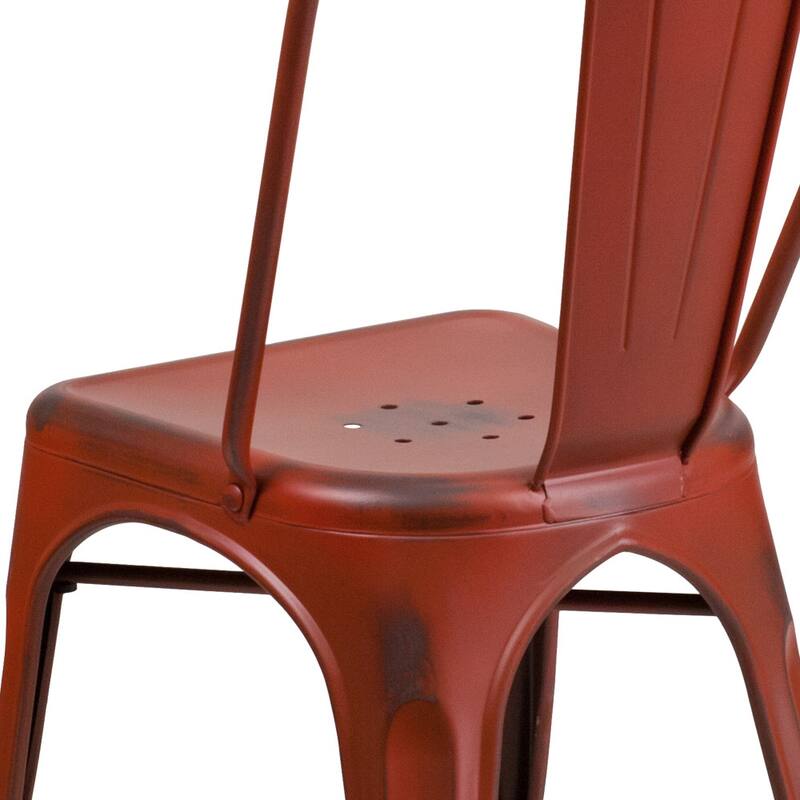 Distressed Metal Indoor/ Outdoor Stackable Chair