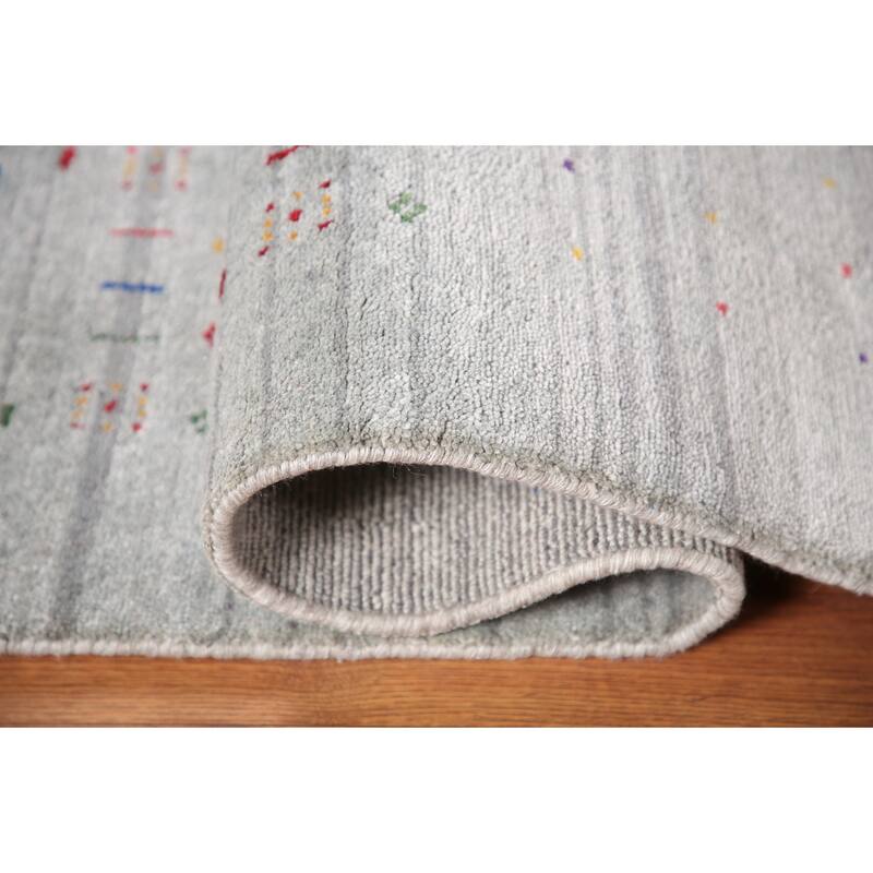 Gabbeh Oriental Square Area Rug Handmade Silk Carpet - 7'9" x 8'2"