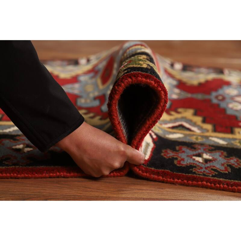 Hand Knotted Oriental 100% Wool Carpet Traditional Geometric Red Viss Area Rug - 5' 9'' X 4' 1''