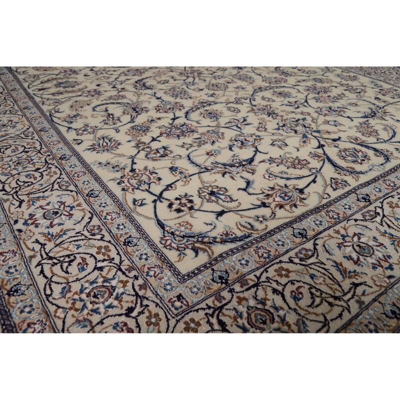 All-Over Floral Nain Persian Area Rug Hand-Knotted Wool Carpet - 6'8"x 10'0"