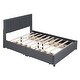 preview thumbnail 4 of 16, Queen Size Upholstered Platform Bed with Classic Headboard and 4 Drawers, Linen Fabric,Wooden Slat Mattress Support
