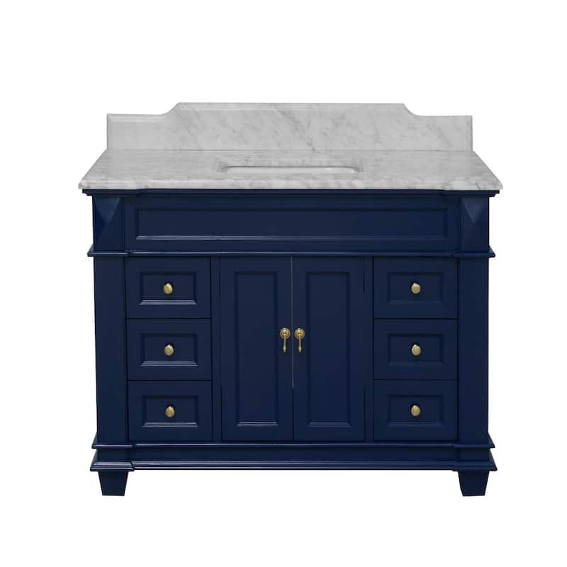 KitchenBathCollection Elizabeth 48" Bathroom Vanity with Carrara Marble Top