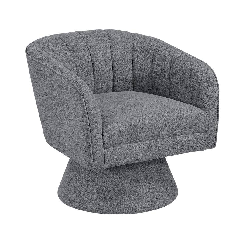 Willow 27.5" Boucle Swivel Chair - 360-Degree Metal Swivel Base - Dark Gray