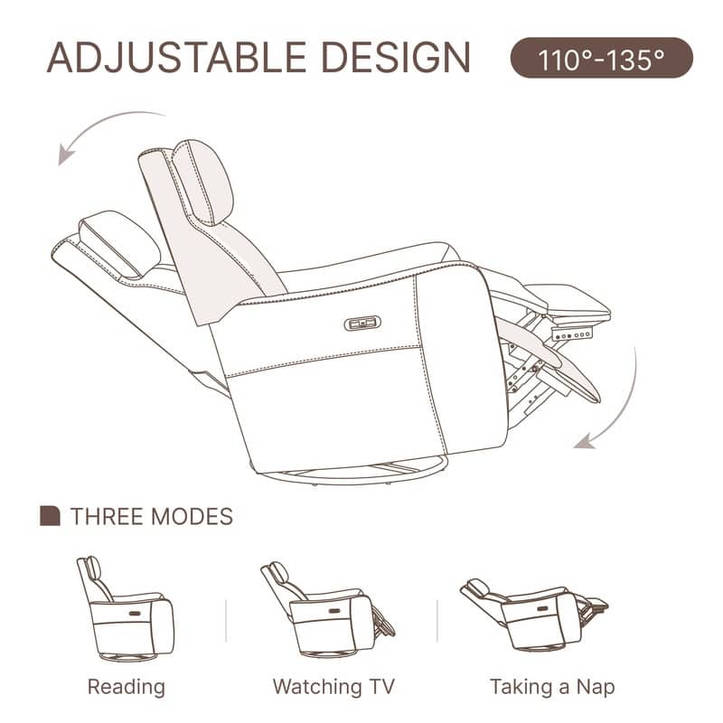Merlin Power Swivel Glider Rocker Recliner Nursing Chair Recliner