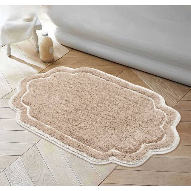 Home Weavers Allure Collection Absorbent Cotton, Machine Washable and Dry Bath Rugs - 24"x40" - Linen