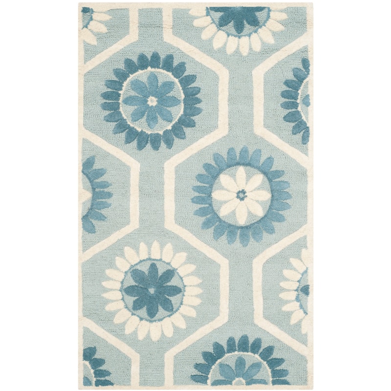 SAFAVIEH Handmade Cambridge Edeltraud Modern Moroccan Wool Rug - 3' x 5' - Blue/Ivory