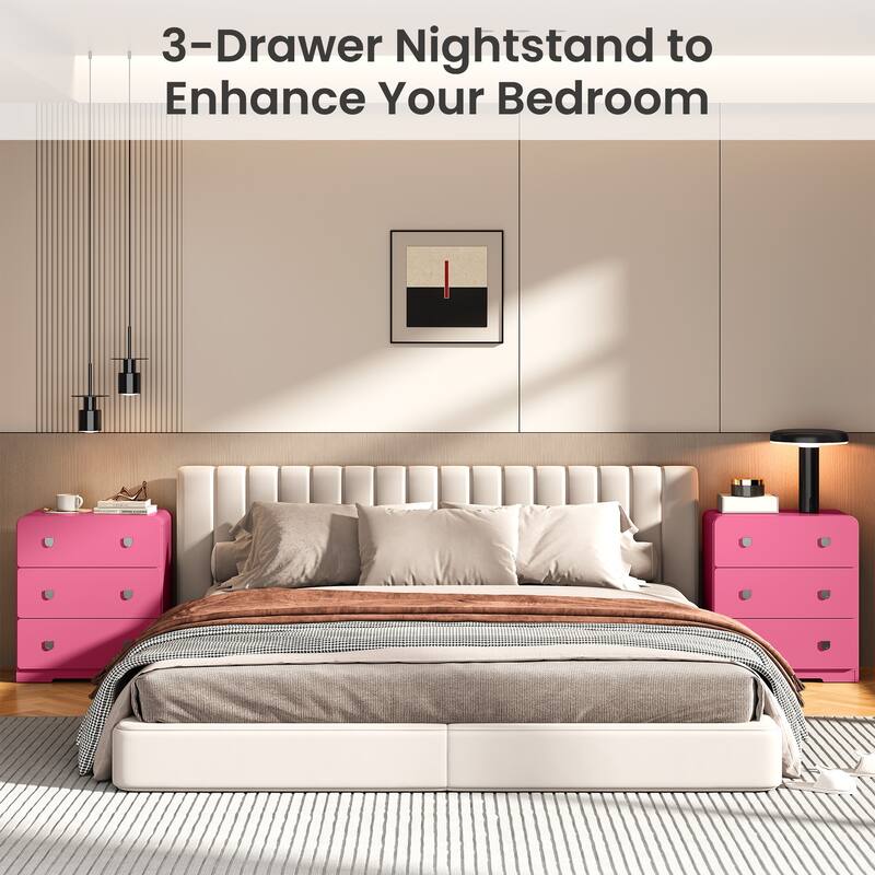 Painted 3-Drawer Nightstand for Bedroom