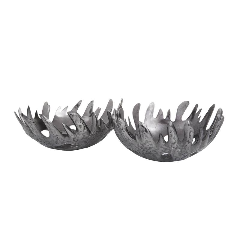 Aluminum Metal Decorative Bowl - Set of 2 Silver, Gold, Black - Roche River Decor - Black