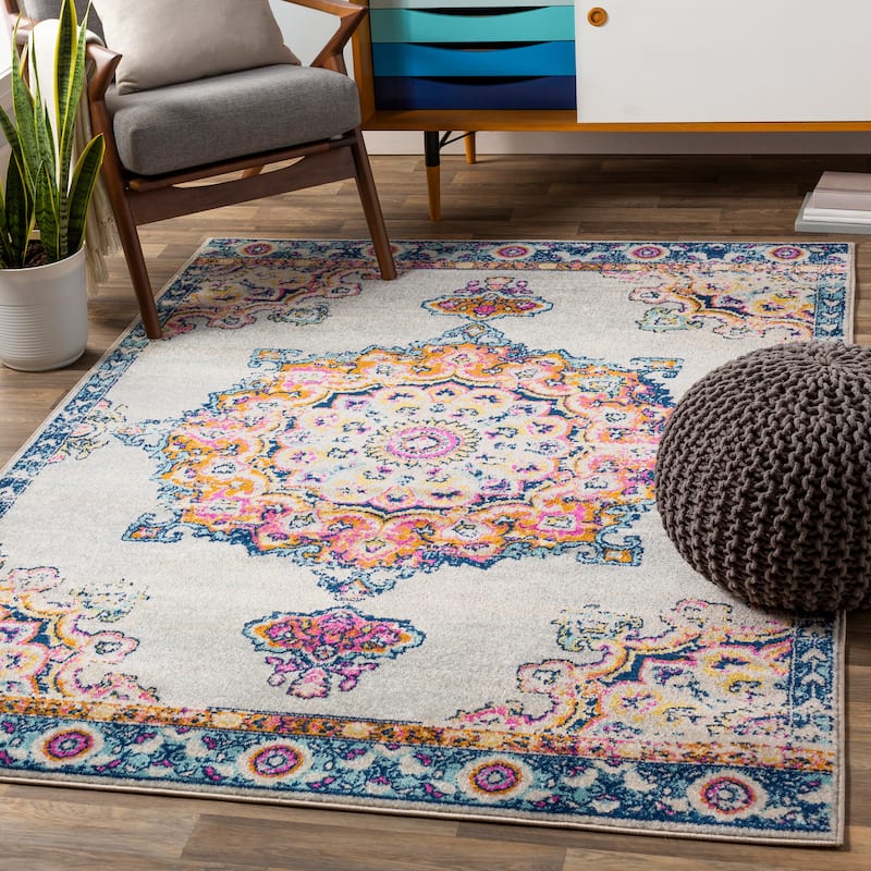 Livabliss Alodia Vintage Bohemian Medallion Area Rug - Pink - 5'3" x 7'3"
