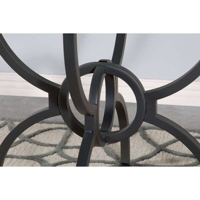 Aviano Round 48-inch Glass Top Metal Dining Table Gunmetal