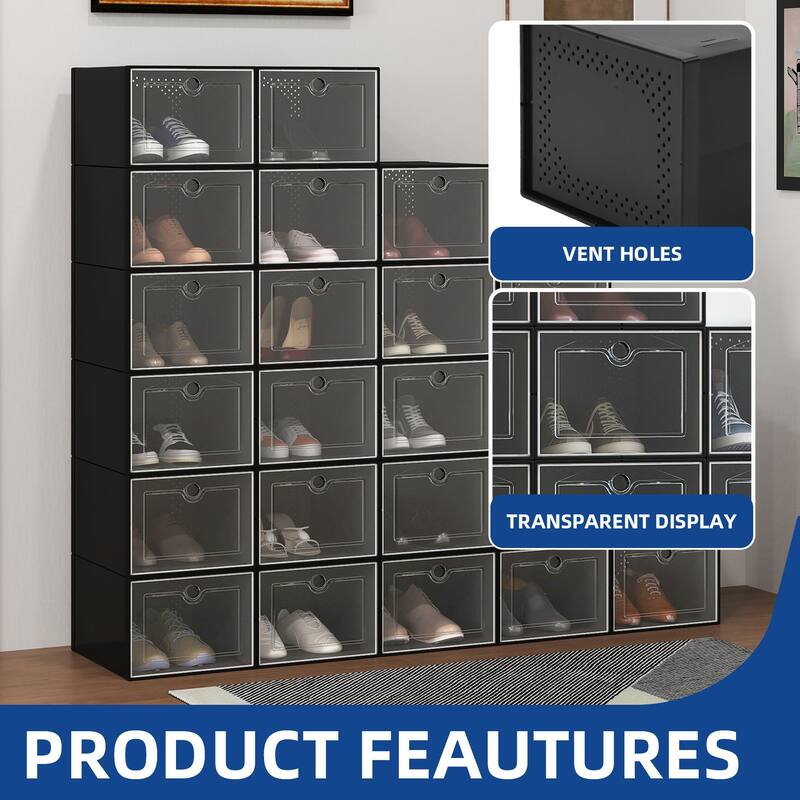 Moasis 24PCS Plastic Large Shoe Storage Box Set
