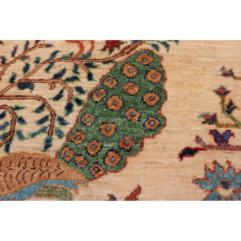 Classic Ziegler Talia Beige Rust Hand-Knotted Wool Runner - 2'1'' x 4'11''