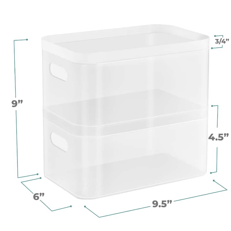 Sorbus Storage Organizer Bin Frosted Set with Lids (2 Pack)