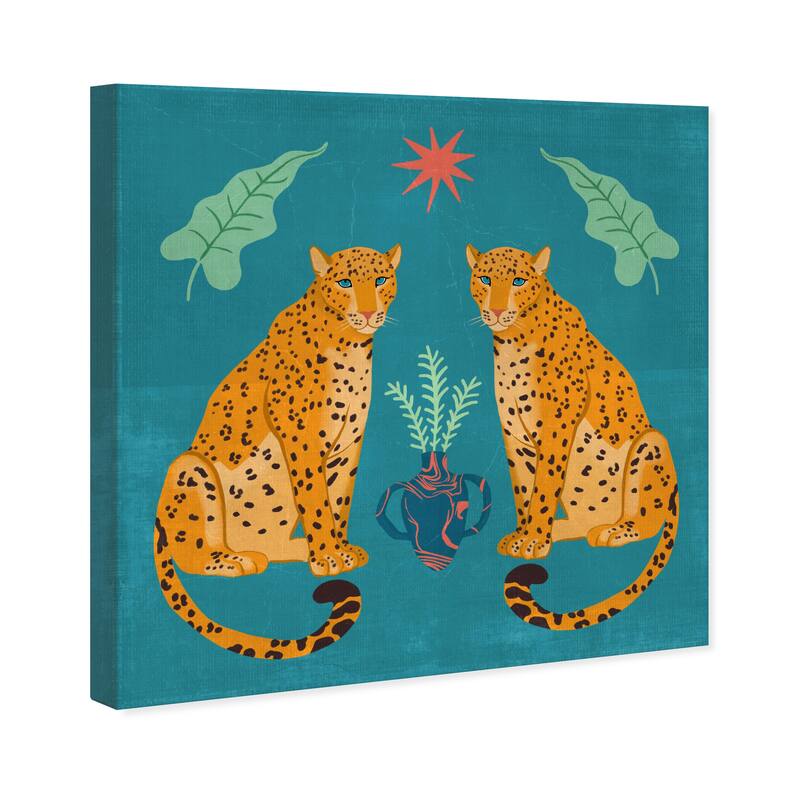 Wynwood Studio Canvas Animals Felina s own reflection Blue and Teal Modern & Contemporary Wall Art Canvas Print