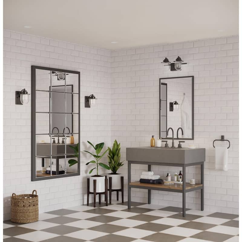 Northlake Collection One-Light Matte Black Clear Glass Transitional Bath Light - 5.87 in x 7.5 in x 8 in