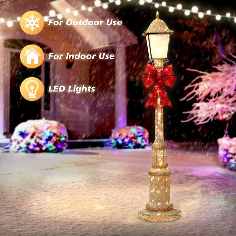 Puleo International 84" Pre-Lit Outdoor Lamp Post with 150 Warm White LED Lights