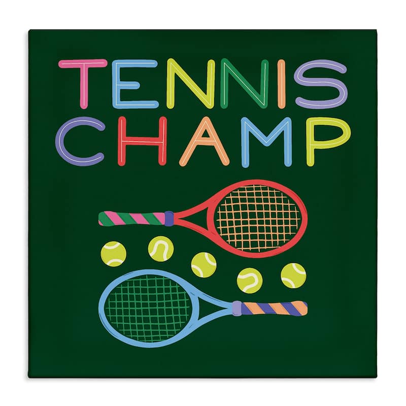Stupell Tennis Champ Racket & Balls Canvas Wall Art Design By Sazerelli Designs - 36 x 36