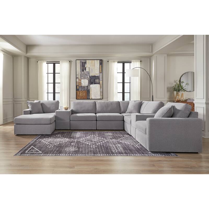 Signature Design by Ashley Modmax 8-Piece Sectional with Chaise and Storage Consoles - 157" W x 124" D x 36" H - Grey - Right Facing