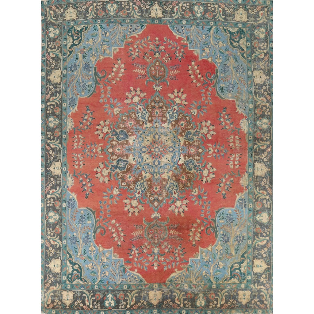 Tabriz Persian Area Rug Living Room Hand-Knotted Wool Carpet - 9'9"x 12'4"