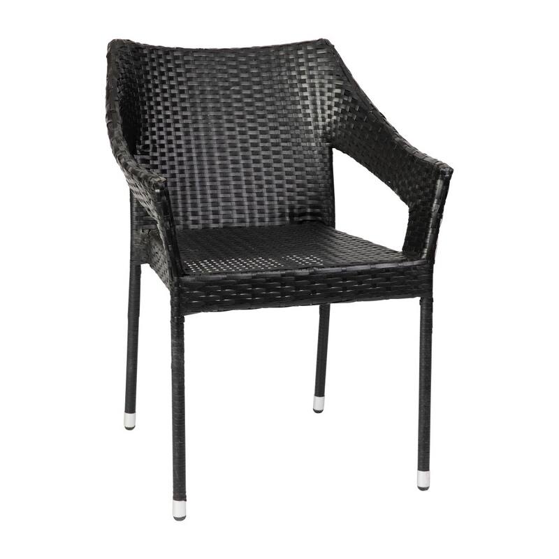 All Weather Commercial Grade PE Rattan Stacking Patio Chairs - 2 Pack