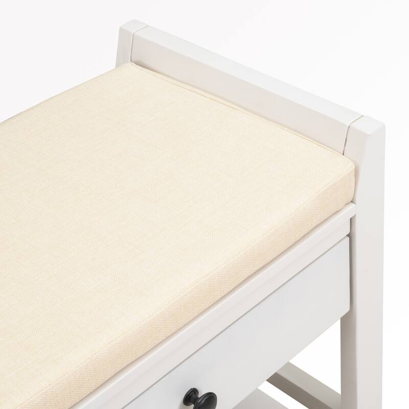 43" Entryway Storage Bench Shoe Rack with Cushioned Seat and Drawers