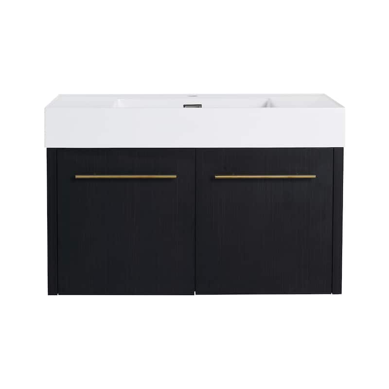 36 Inch Wall-mounted Bathroom Vanity (Only the Cabinet Body, No Top Sink) - Black
