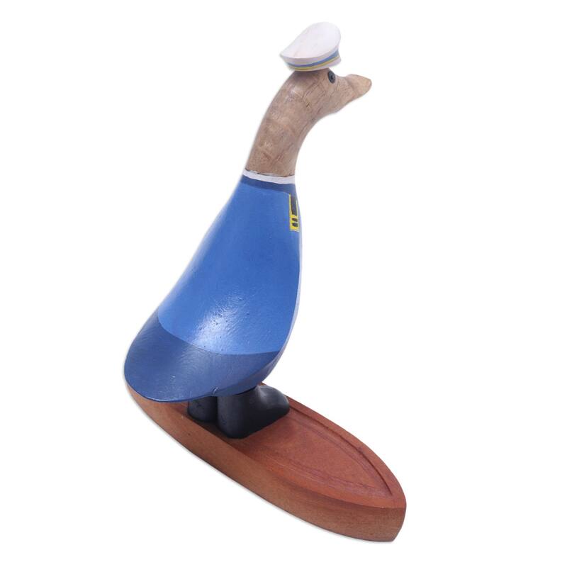 Novica Handmade Captain Duck Wood Sculpture