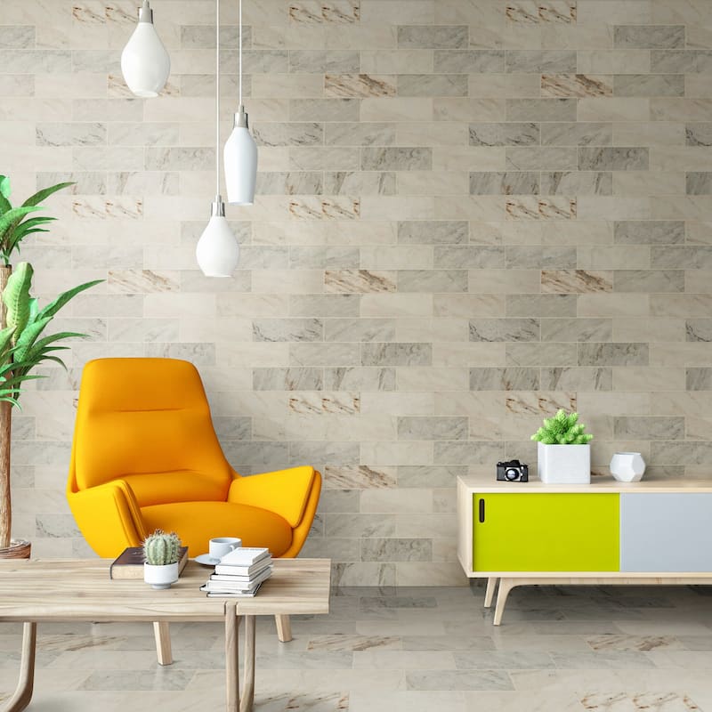 Ackland AKM-S-4X12TLH-CA 4" x 12" Marble Solid Floor and Wall Tile -