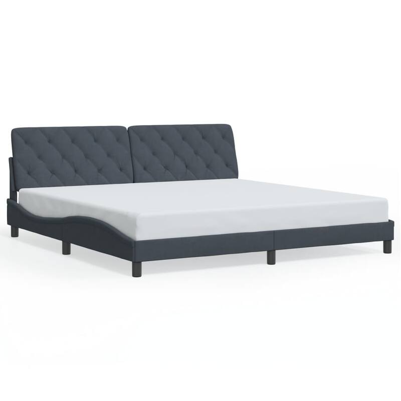 vidaXL Bed Frame with LED without Mattress Dark Gray Velvet