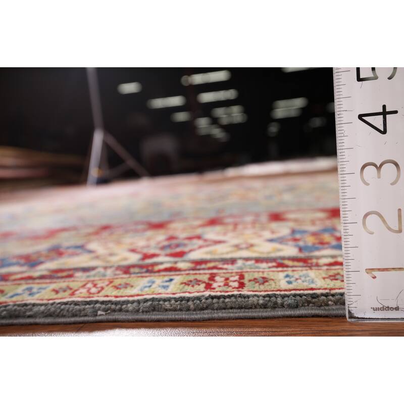 Grey Kazak Oriental Area Rug Handmade Wool Carpet - 4'11" x 6'8"