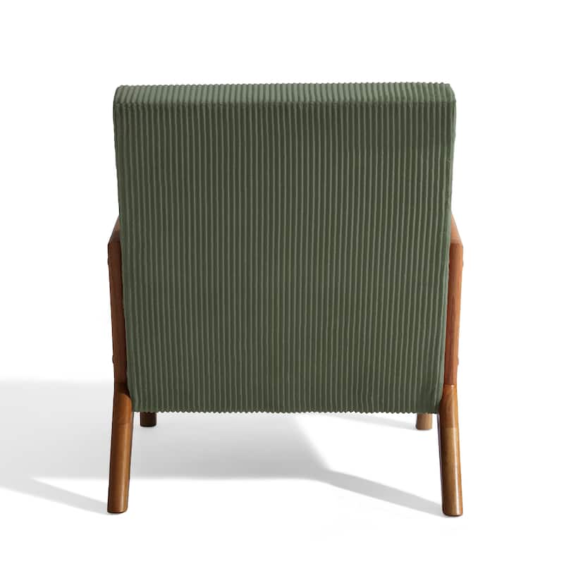 Modern Corduroy Upholstered Accent Chair with Wood Legs Set of 2