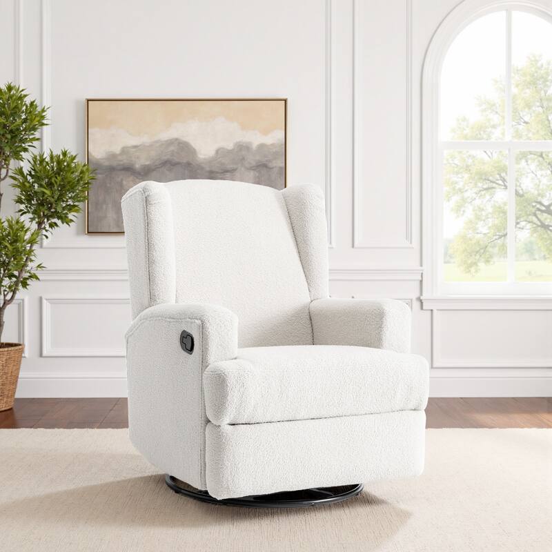 31'' W Wingback Manual Glider Swivel Rocker Recliner Nursery Chair