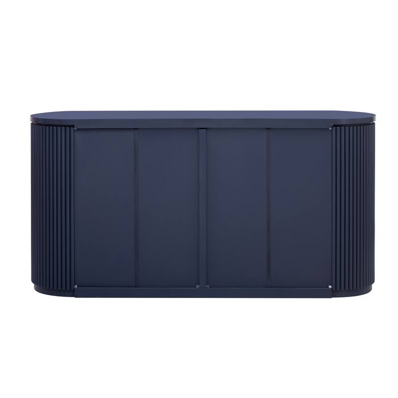Vertical Striped Door Storage Cabinet with Metal Handles Adjustable,for Living Room