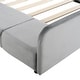 preview thumbnail 73 of 95, Velvet Grounded Bed Mother & Child Bed Platform Slat Bed Frame with Little Round Stool and Bedside Desk for Growing Child
