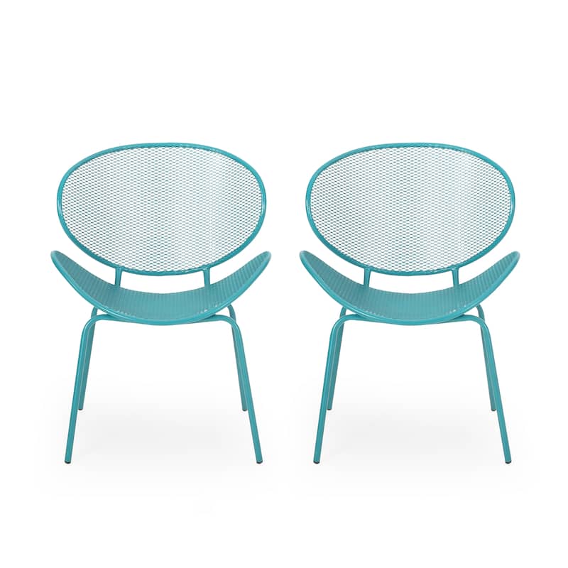 Roomfitters Modern Accent Chair, Stylish Mesh Patio Seating, Lightweight Durable Design for Comfort, Teal (Set of 2)
