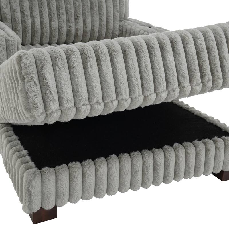 2 Set Modern Plush Sofa Chaise with Pillows and Cup Holder