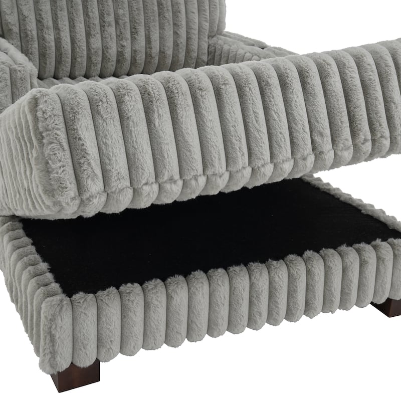 Modern Upgraded Plush Fabric Sofa Chaise Lounge with Pillows