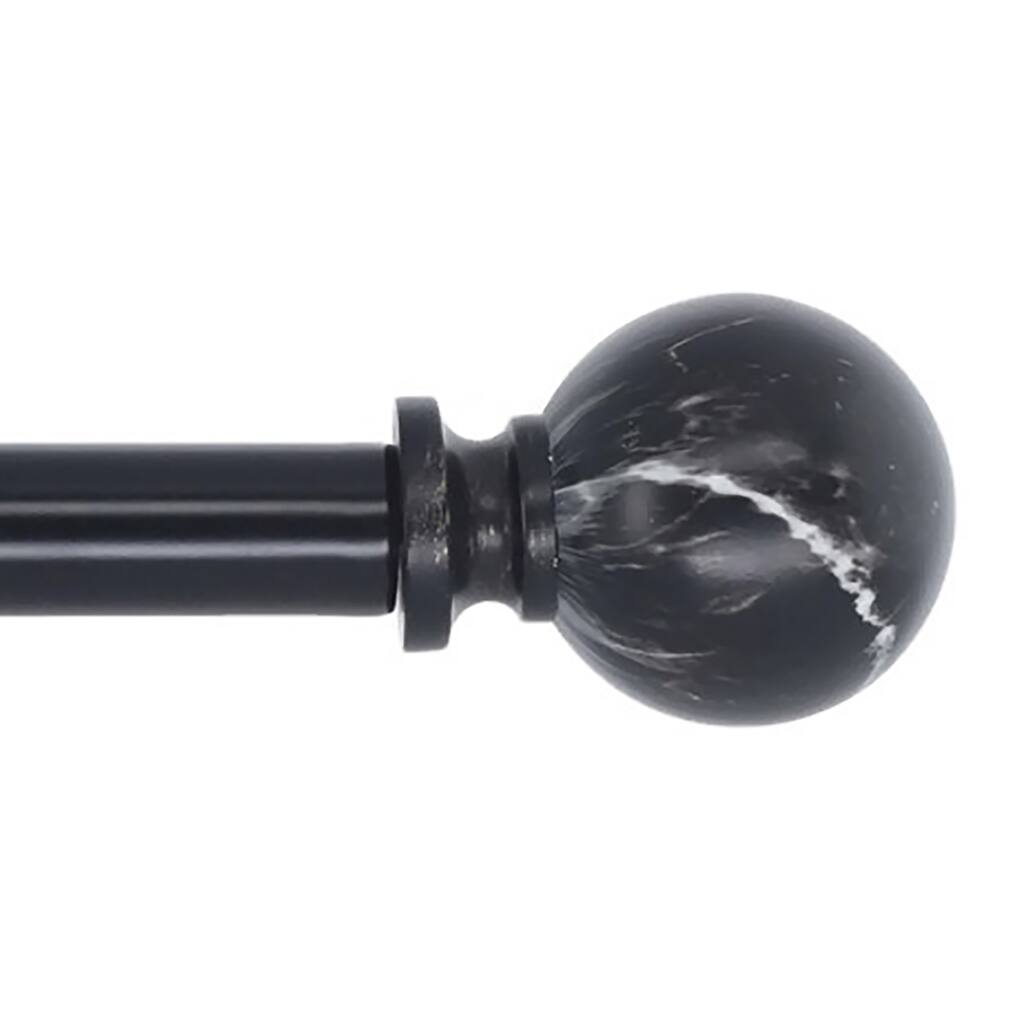 Meriville 1-Inch Diameter Single Window Treatment Curtain Rod, Black Marble Ball