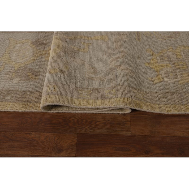 Hand Knotted Oriental 100% Wool Carpet Transitional All-Over Yellow & Gold Oushak Area Rug - 13' 6'' X 9' 10''