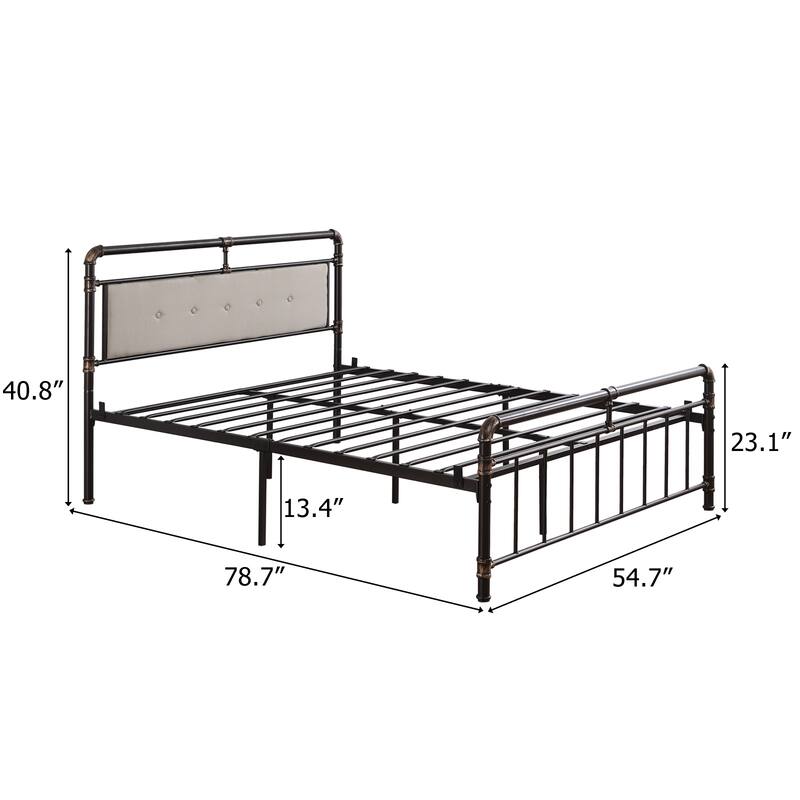 Single-Layer Bed Head and Soft Pull Buckle Bed End Standpipe Water Pipe Bed Black Gold-Painted Iron Bed
