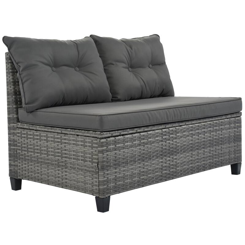 8-Piece Half-Moon Sectional Sofa Set with Rectangular Table